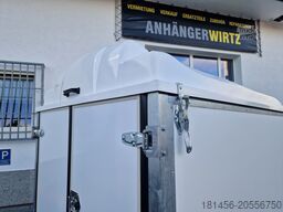 trailershop Kofferanhänger mit Deckel 245x130x140cm 750kg 100kmH 205cm hoch
