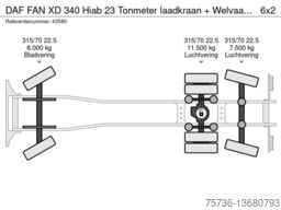 DAF FAN XD 340 Hiab 23 Tonmeter laadkraan + Welvaar...