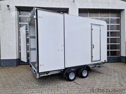 trailershop schöner Kofferanhänger niedrige Ladefläche Seitentür 2700kg 360x200x210cm Neuverkauf