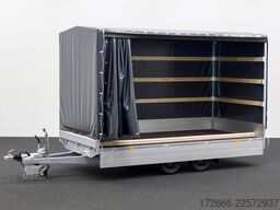 Hapert Trailers HAPERT AZURE H-2 | SCHIEBEPLANE LINKS | SATTELDACH | DUNKELGRAU 405X200X220CM 3500KG PLANENANHÄNGER | NFW | PARABELFEDER