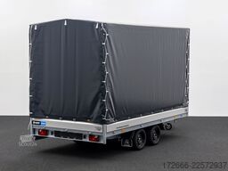 Hapert Trailers HAPERT AZURE H-2 | SCHIEBEPLANE LINKS | SATTELDACH | DUNKELGRAU 405X200X220CM 3500KG PLANENANHÄNGER | NFW | PARABELFEDER