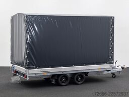 Hapert Trailers HAPERT AZURE H-2 | SCHIEBEPLANE LINKS | SATTELDACH | DUNKELGRAU 405X200X220CM 3500KG PLANENANHÄNGER | NFW | PARABELFEDER