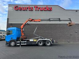Scania R580 V8 6X4 HAAKARM + ATLAS  AK 172.3E KRAAN/KR...