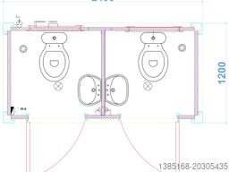 Elipo® WC Sanitärcontainer Doppelkabine Toilette Frau / Frau Voll Ausgestattet
