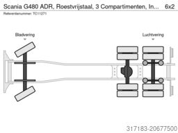 Scania G480 ADR, Roestvrijstaal, 3 Compartimenten, Int...