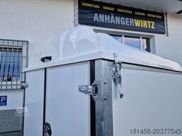 trailershop Kofferanhänger mit Deckel 245x130x140cm 750kg 100kmH 205cm hoch