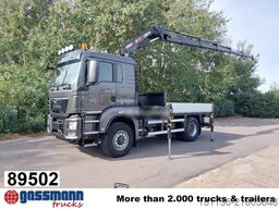 Camión de plataforma MAN TGS 18.320 4x4H BL, HydroDrive, Kran Hiab X-HiPro
