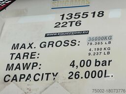 Singamas 20FT ISO, 26.000L/1-COMP/3 BAFFELS/3 manholes, ...