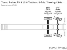 Tracon Trailers TO.S 1518 Tautliner / 2-Axle / Steering / Sideb...