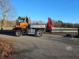 Unimog U435, absattelbarer Kran u. Arbeitskorb