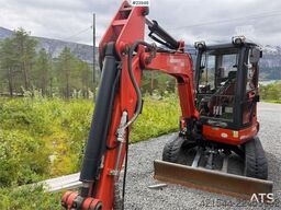 Kubota U35-3 mini excavator with 3 buckets, rototilt, and