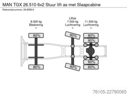 MAN TGX 26.510 6x2  Stuur lift as met Slaapcabine