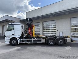 MERCEDES-BENZ ACTROS 2551 6X2, PALFINGER-ABROLLKIPPER MIT SCHROTTKRAN,  LENK-LIFTACHSE, EURO 6