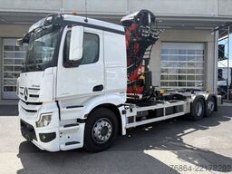 MERCEDES-BENZ ACTROS 2551 6X2, PALFINGER-ABROLLKIPPER MIT SCHROTTKRAN,  LENK-LIFTACHSE, EURO 6