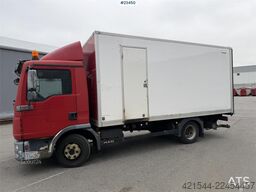 MAN TGL 8.220 4x2 box truck with a 2-ton lift
