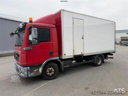 MAN TGL 8.220 4x2 box truck with a 2-ton lift