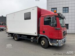 MAN TGL 8.220 4x2 box truck with a 2-ton lift