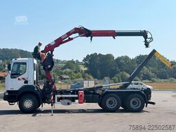 RENAULT KERAX 370 DCI * ABROLLKIPPER 4,85 m * KRAN * 6x4