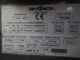 SkyJack SJ4626 ELECTRIC, 10M WORKING HEIGHT, 454KG CAPACIT