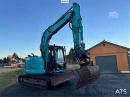 Kobelco SK75SR-3E crawler excavator with rototilt, 4 bucke