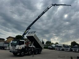 SCANIA 124-420 8X4 RIBALTABILE + GRU EFFER 210