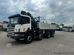 SCANIA 124-420 8X4 RIBALTABILE + GRU EFFER 210