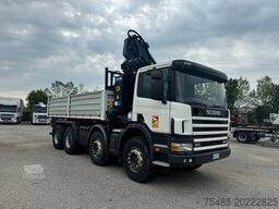 SCANIA 124-420 8X4 RIBALTABILE + GRU EFFER 210