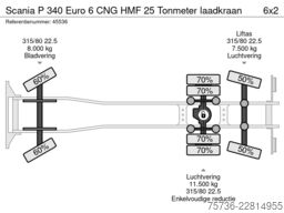 Scania P 340 Euro 6 CNG HMF 25 Tonmeter laadkraan