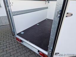 trailershop Kofferanhänger mit Deckel 245x130x140cm 750kg 100kmH 205cm hoch
