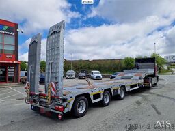 Alim 3-axle machine semi-trailer with hydraulic ramps