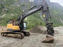 Volvo ECR355EL excavator with bucket, rototilt, and GPS