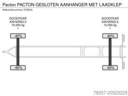 Pacton PACTON GESLOTEN AANHANGER MET LAADKLEP