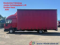 Autocarro con pianale e telone Iveco 80E22 Jumbo Schiebeplane L+R Gr. Haus AHK Klima