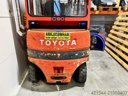 Toyota FBMF20 electric forklift with defective battery.
