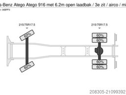 MERCEDES-BENZ Atego 916 met 6.2m open laadbak / 3e zit / airco