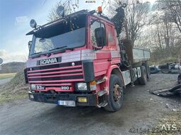 Scania P93H crane truck with 14 t/m crane and Laxo attach
