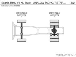 Scania R500 V8 NL Truck ,  ANALOG TACHO, RETARDER, HYD...