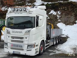 Scania R500 8x4 flatbed truck with 23 t/m Palfinger crane