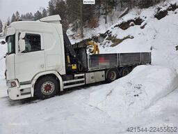Scania R500 8x4 flatbed truck with 23 t/m Palfinger crane