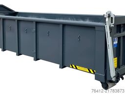A1 Container Normbehälter 15 m³ ? Pendelklappe abklappbar ? Zurrösen ? RAL 7016 Anthrazitgrau ? Abrollcontainer