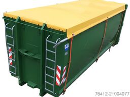 A1 Container ECOLINE 36 m³ - Doppelflügeltür - Rollplane - RAL 6002 Laubgrün - Abrollcontainer