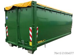 A1 Container ECOLINE 36 m³ - Doppelflügeltür - Rollplane - RAL 6002 Laubgrün - Abrollcontainer