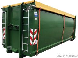 A1 Container ECOLINE 36 m³ - Doppelflügeltür - Rollplane - RAL 6002 Laubgrün - Abrollcontainer