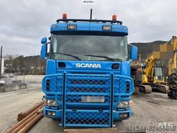 Scania R480 flatbed truck with manual loading ramps - rep