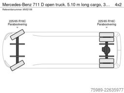 Mercedes-Benz 711 D open truck. 5.10 m long cargo, 3 seats. V...