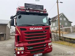 Scania R560 6x2 flatbed truck with setup for a rear-mount