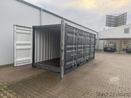 A1 Container 20 Fuß Lagercontainer SINGLE SIDE - seitliche Doppelflügeltür - RAL 7005 Mausgrau - Seecontainer