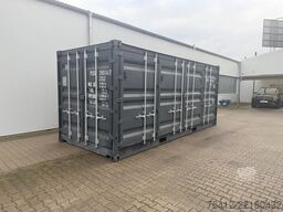 A1 Container 20 Fuß Lagercontainer SINGLE SIDE - seitliche Doppelflügeltür - RAL 7005 Mausgrau - Seecontainer