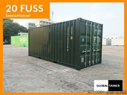 20 Fuß Seecontainer / Neucontainer / Flaschengrün RAL 6007 / Materiallager