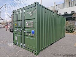 20 Fuß Seecontainer / Neucontainer / Flaschengrün RAL 6007 / Materiallager